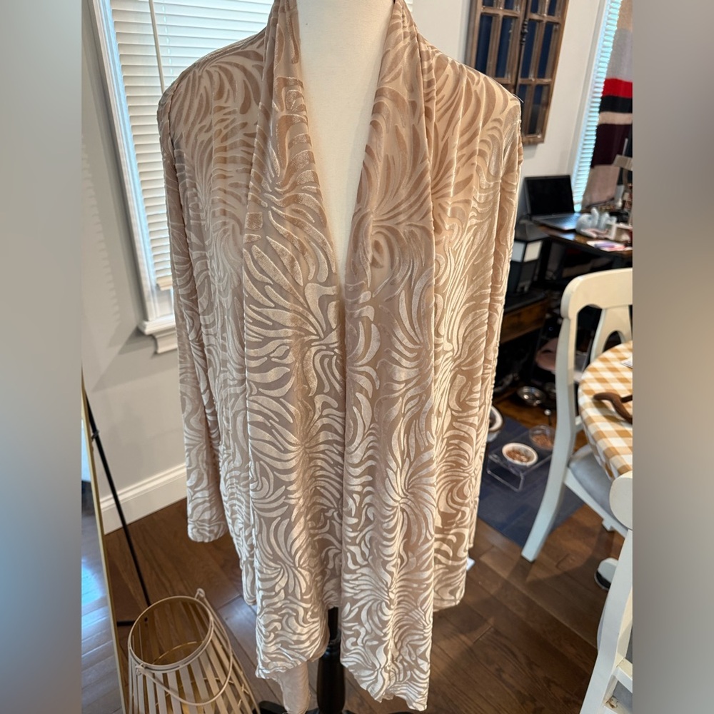 Ruby Rd. Beige Champagne Patterned Women's Kimono… - image 1